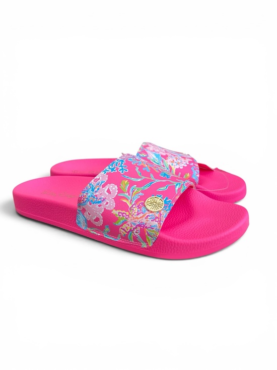 Lilly Pulitzer Shoes - Lilly Pulitzer Cabana slide pink isle shell me something good 10M